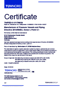 Welding manufacturer according to Directive 2014/68/EU, Annex I, point 3.1 and EN ISO 3834 part 2